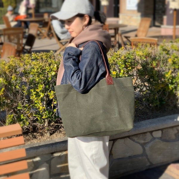 帆布×牛革 ビッグトートバッグ【SA201】