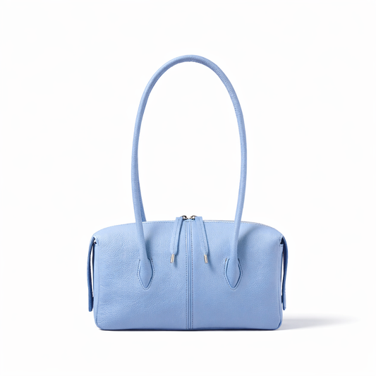 牛革シュリンク　ロングハンドルの横長ボストンバッグ　【SOP005】