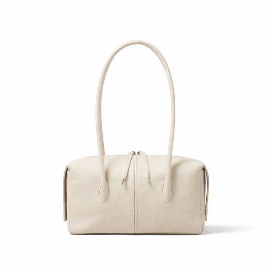 牛革シュリンク　ロングハンドルの横長ボストンバッグ　【SOP005】